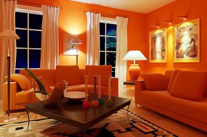 رنگ نارنجی در پذیرایی منزل