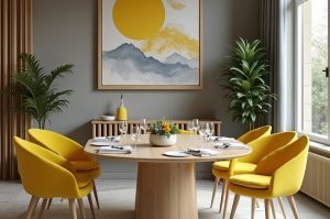 ترکیب رنگ زرد و طوسی در دکوراسیون داخلی