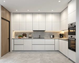 کابینت سفید مینیمال در آشپزخانه